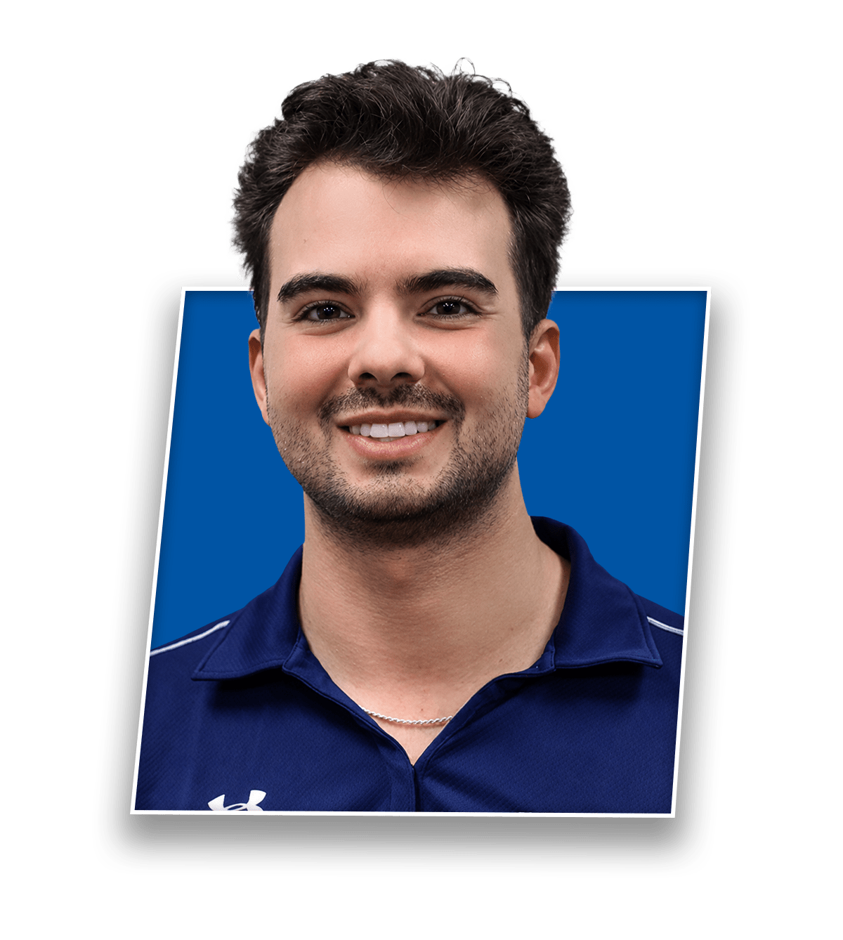 Headshot of Zach Frey, PT DPT, smiling in a blue Buffalo Rehab Group shirt.