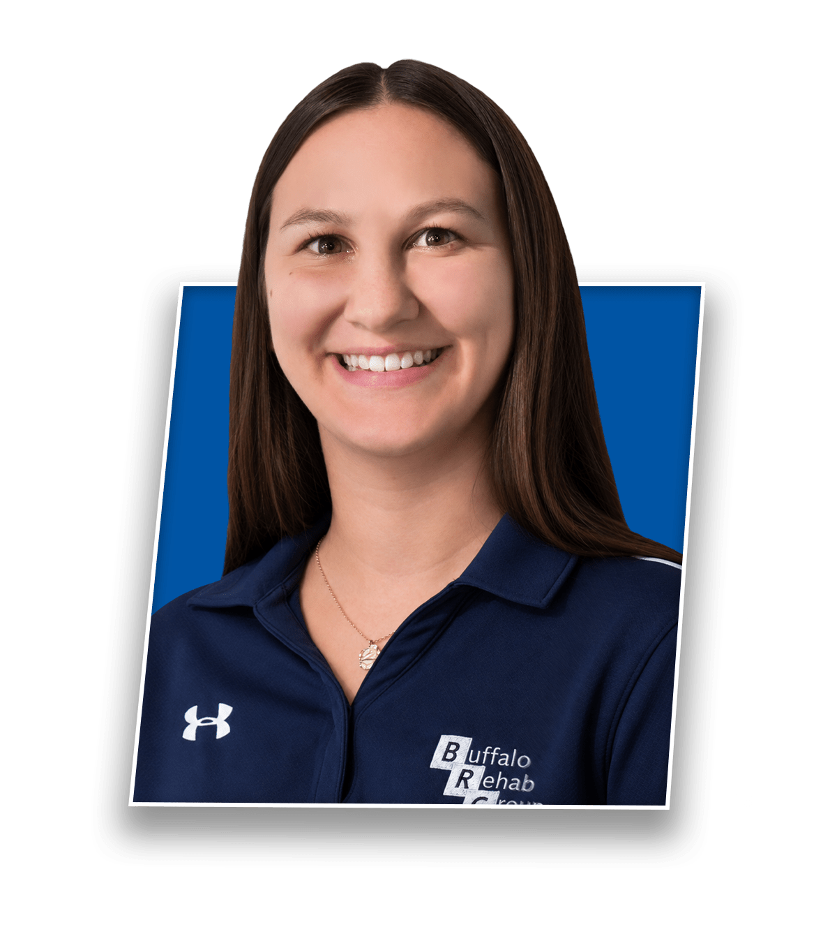 Headshot of Isabelle, Wittmann, PT DPT smiling in a blue Buffalo Rehab Group shirt.