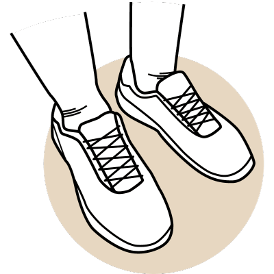 The running shoes of a stick perszon