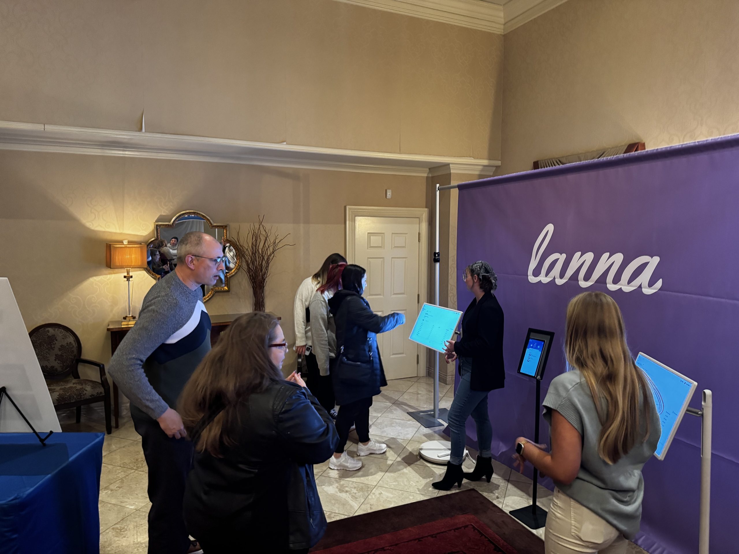 Image of Olivia Przywuski and Alexa Lukaszonas, Patient Expereince demonstrating our new Lanna software.