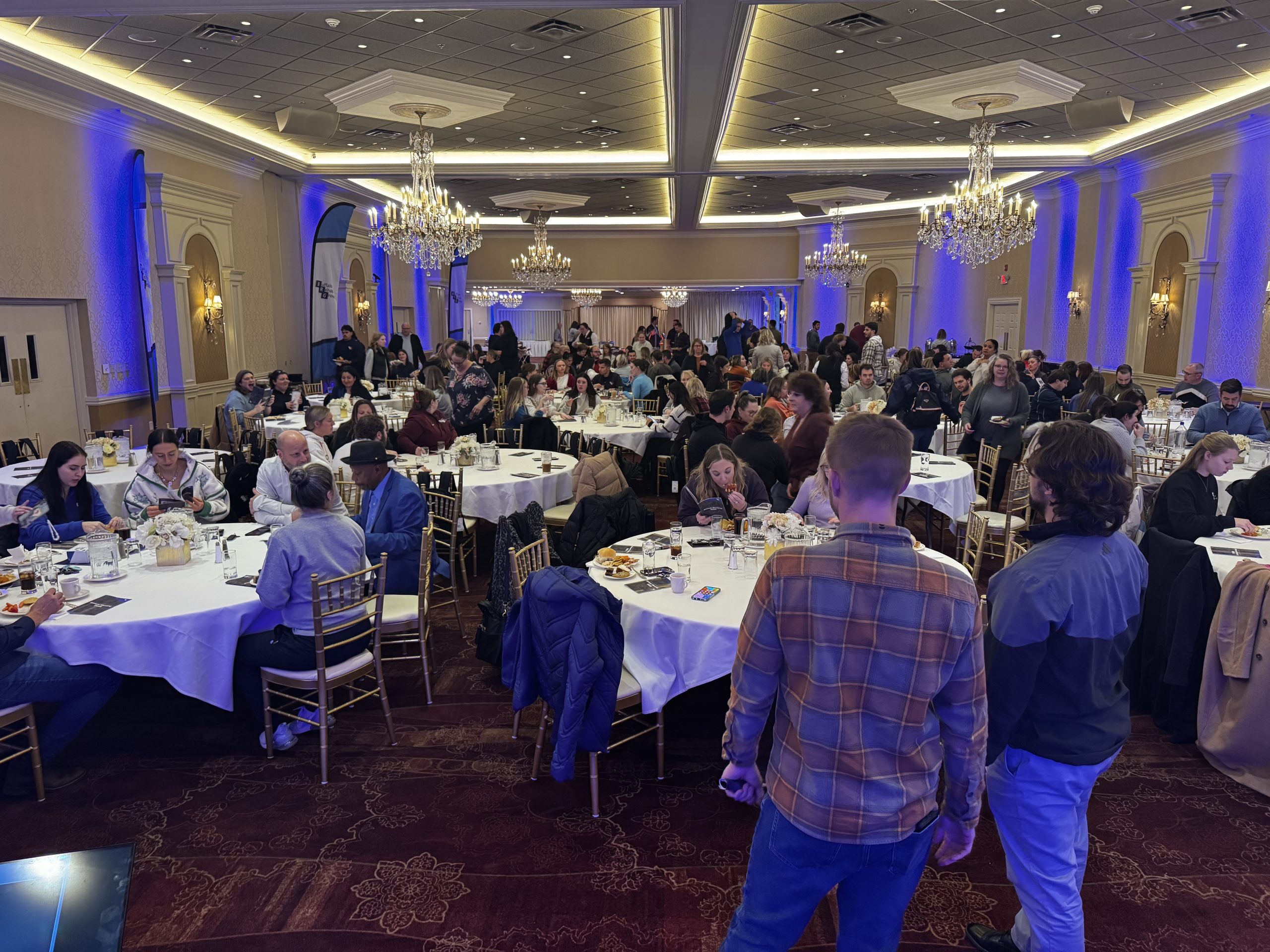 Image of the 2025 Annual Meeting room at The Columns Banquet Hall.