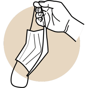 A stick person holds up a surgical map.